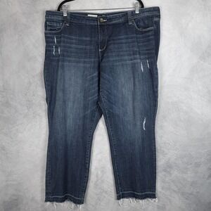 KUT From The Kloth Reese Jeans Womens 22W Blue Ankle Straight Distressed Denim